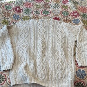 J. Crew Cream Cable Knit Crew Neck Sweater